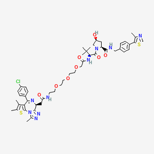 (2S,4S)-1-((S)-2-(tert-butyl)-17-((S)-4-(4-chlorophenyl)-2,3,9-trimethyl-6H-thieno[3,2-f][1,2,4]triazolo[4,3-a][1,4]diazepin-6-yl)-4,16-dioxo-6,9,12-trioxa-3,15-diazaheptadecanoyl)-4-hydroxy-N-(4-(4-methylthiazol-5-yl)benzyl)pyrrolidine-2-carboxamide