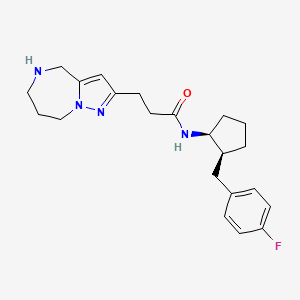 molecular formula C22H29FN4O B5603441 N-[(1S*,2S*)-2-(4-fluorobenzyl)cyclopentyl]-3-(5,6,7,8-tetrahydro-4H-pyrazolo[1,5-a][1,4]diazepin-2-yl)propanamide 