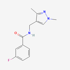 molecular formula C13H14FN3O B5603506 N-[(1,3-dimethyl-1H-pyrazol-4-yl)methyl]-3-fluorobenzamide 