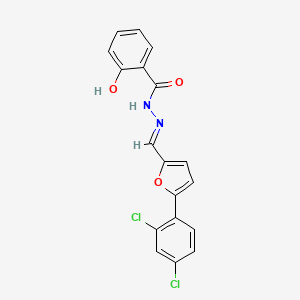 molecular formula C18H12Cl2N2O3 B5603512 N'-{(E)-[5-(2,4-dichlorophenyl)furan-2-yl]methylidene}-2-hydroxybenzohydrazide 