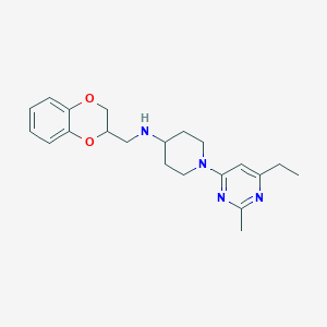 molecular formula C21H28N4O2 B5603587 N-(2,3-dihydro-1,4-benzodioxin-2-ylmethyl)-1-(6-ethyl-2-methylpyrimidin-4-yl)piperidin-4-amine 