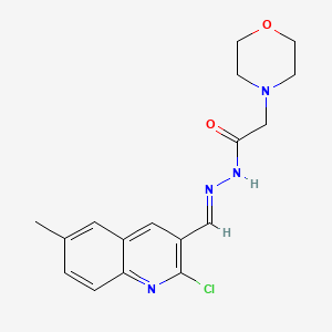 molecular formula C17H19ClN4O2 B5603699 N'-[(2-chloro-6-methyl-3-quinolinyl)methylene]-2-(4-morpholinyl)acetohydrazide 