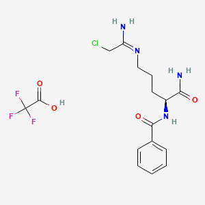 (2S)-5-(2-Chloroethanimidamido)-2-(phenylformamido)pentanamide trifluoroacetic acid salt
