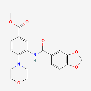 molecular formula C20H20N2O6 B5603800 methyl 3-[(1,3-benzodioxol-5-ylcarbonyl)amino]-4-(4-morpholinyl)benzoate 