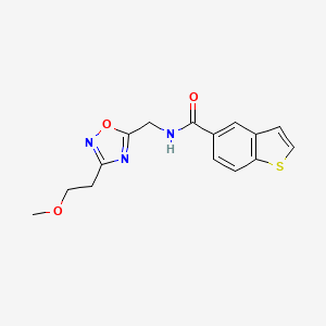 molecular formula C15H15N3O3S B5603877 N-{[3-(2-methoxyethyl)-1,2,4-oxadiazol-5-yl]methyl}-1-benzothiophene-5-carboxamide 