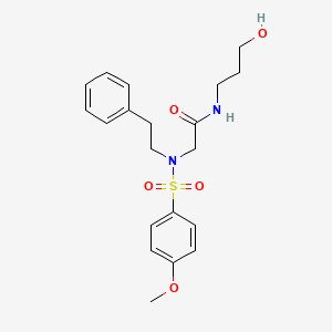 molecular formula C20H26N2O5S B5603996 N~1~-(3-hydroxypropyl)-N~2~-[(4-methoxyphenyl)sulfonyl]-N~2~-(2-phenylethyl)glycinamide 