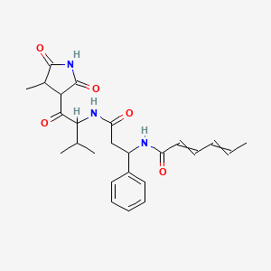(2E,4E)-Hexa-2,4-dienoic acid {(S)-2-[(S)-2-methyl-1-((3R,4S)-4-methyl-2,5-dioxo-pyrrolidine-3-carbonyl)-propylcarbamoyl]-1-phenyl-ethyl}-amide