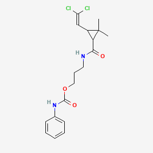 molecular formula C18H22Cl2N2O3 B5604108 3-[[3-(2,2-dichloroethenyl)-2,2-dimethylcyclopropanecarbonyl]amino]propyl N-phenylcarbamate 