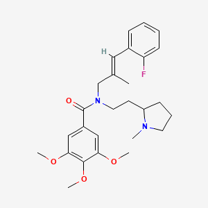 (E)-N-(3-(2-fluorophenyl)-2-methylallyl)-3,4,5-trimethoxy-N-(2-(1-methylpyrrolidin-2-yl)ethyl)benzamide