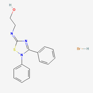 molecular formula C16H16BrN3OS B560431 2-[(2,3-Diphenyl-1,2,4-thiadiazol-5(2H)-ylidene)amino]ethanol hydrobromide CAS No. 1281681-16-0