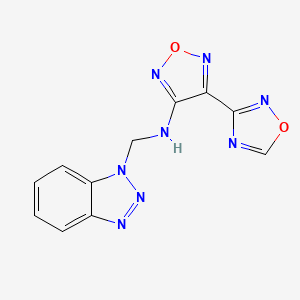 molecular formula C11H8N8O2 B5604349 N-(1H-1,2,3-benzotriazol-1-ylmethyl)-4-(1,2,4-oxadiazol-3-yl)-1,2,5-oxadiazol-3-amine 