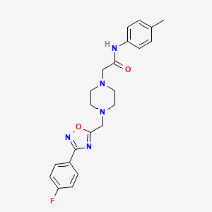 molecular formula C22H24FN5O2 B560437 2-[4-[[3-(4-fluorophenyl)-1,2,4-oxadiazol-5-yl]methyl]piperazin-1-yl]-N-(p-tolyl)acetamide CAS No. 949860-27-9