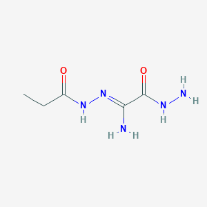 molecular formula C5H11N5O2 B056044 N-[(Z)-(1-amino-2-hydrazinyl-2-oxoethylidene)amino]propanamide CAS No. 112032-78-7