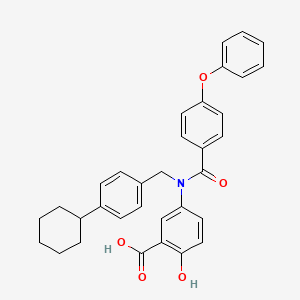 molecular formula C33H31NO5 B560444 5-[N-(4-Cyclohexylbenzyl)-N-(4-phenoxybenzoyl)amino]salicylic acid CAS No. 1456602-51-9