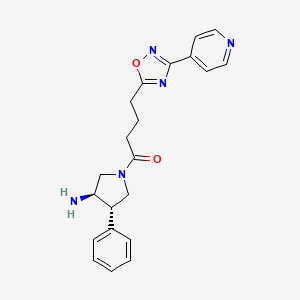 molecular formula C21H23N5O2 B5604668 1-[(3R,4S)-3-amino-4-phenylpyrrolidin-1-yl]-4-(3-pyridin-4-yl-1,2,4-oxadiazol-5-yl)butan-1-one 