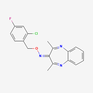 molecular formula C18H15ClFN3O B5604728 N-[(2-chloro-4-fluorophenyl)methoxy]-2,4-dimethyl-3H-1,5-benzodiazepin-3-imine 