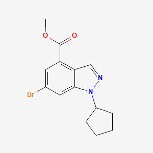 molecular formula C14H15BrN2O2 B560475 Methyl 6-bromo-1-cyclopentyl-1H-indazole-4-carboxylate CAS No. 1346703-23-8