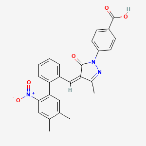 molecular formula C26H21N3O5 B560486 4-[(4Z)-4-[[2-(4,5-dimethyl-2-nitrophenyl)phenyl]methylidene]-3-methyl-5-oxopyrazol-1-yl]benzoic acid CAS No. 1417741-58-2