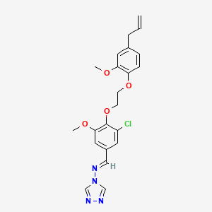 molecular formula C22H23ClN4O4 B5604891 N-{4-[2-(4-allyl-2-methoxyphenoxy)ethoxy]-3-chloro-5-methoxybenzylidene}-4H-1,2,4-triazol-4-amine 