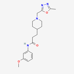molecular formula C19H26N4O3 B5604906 N-(3-methoxyphenyl)-3-{1-[(5-methyl-1,3,4-oxadiazol-2-yl)methyl]piperidin-4-yl}propanamide 