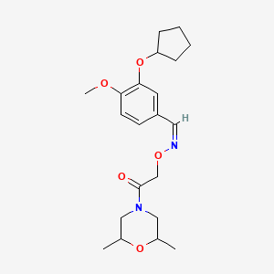 molecular formula C21H30N2O5 B560493 (E)-3-(Cyclopentyloxy)-4-methoxybenzaldehyde O-(2-(2,6-dimethylmorpholino)-2-oxoethyl) oxime CAS No. 1349848-90-3