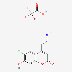molecular formula C13H11ClF3NO5 B560496 4-(2-氨基乙基)-6-氯-7-羟基色满-2-酮；2,2,2-三氟乙酸 CAS No. 1234064-11-9