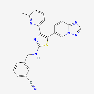 molecular formula C23H17N7S B560498 3-[[[4-(6-Methylpyridin-2-yl)-5-([1,2,4]triazolo[1,5-a]pyridin-6-yl)-1,3-thiazol-2-yl]amino]methyl]benzonitrile CAS No. 1383123-98-5