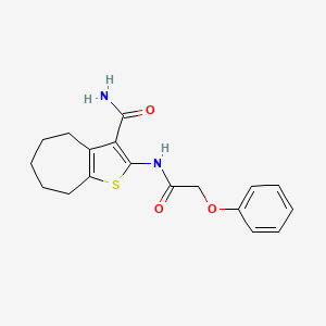 molecular formula C18H20N2O3S B5604989 2-[(2-phenoxyacetyl)amino]-5,6,7,8-tetrahydro-4H-cyclohepta[b]thiophene-3-carboxamide 