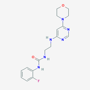 molecular formula C17H21FN6O2 B5605163 N-(2-fluorophenyl)-N'-(2-{[6-(4-morpholinyl)-4-pyrimidinyl]amino}ethyl)urea 