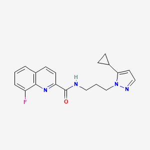 molecular formula C19H19FN4O B5605204 N-[3-(5-cyclopropyl-1H-pyrazol-1-yl)propyl]-8-fluoro-2-quinolinecarboxamide 
