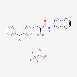 molecular formula C₂₈H₂₃F₃N₂O₄ B560524 (2S)-2-amino-3-(4-benzoylphenyl)-N-naphthalen-2-ylpropanamide;2,2,2-trifluoroacetic acid CAS No. 1456872-74-4