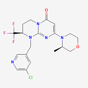 molecular formula C₁₉H₂₁ClF₃N₅O₂ B560532 (R)-1-((5-Chloropyridin-3-yl)methyl)-8-((R)-3-methylmorpholino)-2-(trifluoromethyl)-3,4-dihydro-1H-pyrimido[1,2-a]pyrimidin-6(2H)-one CAS No. 1946010-79-2