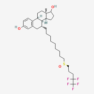 molecular formula C₃₂H₄₇F₅O₃S B560543 (7R,8S,9S,13R,14S)-13-methyl-7-[9-[(S)-4,4,5,5,5-pentafluoropentylsulfinyl]nonyl]-6,7,8,9,11,12,14,15,16,17-decahydrocyclopenta[a]phenanthrene-3,17-diol CAS No. 1316849-17-8