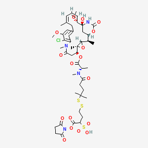 molecular formula C₄₆H₆₃ClN₄O₁₇S₃ B560599 4-[[5-[[(2S)-1-[[(1S,2R,3S,5S,6S,16Z,18Z,20R,21S)-11-chloro-21-hydroxy-12,20-dimethoxy-2,5,9,16-tetramethyl-8,23-dioxo-4,24-dioxa-9,22-diazatetracyclo[19.3.1.110,14.03,5]hexacosa-10,12,14(26),16,18-pentaen-6-yl]oxy]-1-oxopropan-2-yl]-methylamino]-2-methyl-5-oxopentan-2-yl]disulfanyl]-1-(2,5-dioxopyrrolidin-1-yl)oxy-1-oxobutane-2-sulfonic acid CAS No. 1626359-59-8