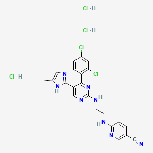 molecular formula C22H21Cl5N8 B560650 Laduviglusib trihydrochloride CAS No. 1782235-14-6