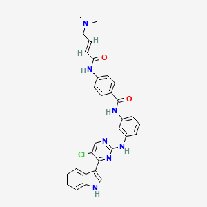 N-[3-[[5-chloro-4-(1H-indol-3-yl)pyrimidin-2-yl]amino]phenyl]-4-[[(E)-4-(dimethylamino)but-2-enoyl]amino]benzamide