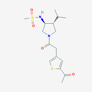 molecular formula C16H24N2O4S2 B5606771 N-[(3S,4R)-1-[2-(5-acetylthiophen-3-yl)acetyl]-4-propan-2-ylpyrrolidin-3-yl]methanesulfonamide 