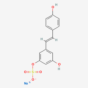 molecular formula C14H11NaO6S B560678 trans Resveratrol 3-Sulfate Sodium Salt CAS No. 858127-11-4