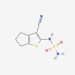 molecular formula C8H9N3O2S2 B560698 Sulfamide,(3-cyano-5,6-dihydro-4H-cyclopenta[b]thien-2-yl)-(9ci) CAS No. 105898-02-0