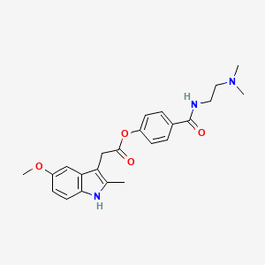 molecular formula C23H27N3O4 B560745 5-Methoxy-2-methyl-1H-indole-3-acetic acid 4-[[[2-(dimethylamino)ethyl]amino]carbonyl]phenyl ester CAS No. 110009-53-5