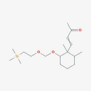 molecular formula C18H34O3Si B056078 4-[1,2-Dimethyl-6-(2-trimethylsilylethoxymethoxy)cyclohexyl]but-3-en-2-one CAS No. 119018-20-1