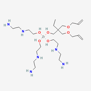 molecular formula C24H58N6O6Zr B560800 Zirconium, tris[2-[(2-aminoethyl)amino]ethanolato-kappaO][2,2-bis[(2-propenyloxy-kappaO)methyl]-1-butanolato-kappaO]-, (OC-6-22)- CAS No. 103373-95-1
