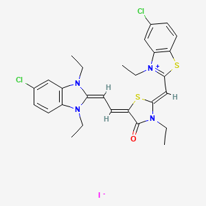 molecular formula C28H29Cl2IN4OS2 B560808 Benzothiazolium, 5-chloro-2-((5-((5-chloro-1,3-diethyl-1,3-dihydro-2H-benzimidazol-2-ylidene)ethylidene)-3-ethyl-4-oxo-2-thiazolidinylidene)methyl)-3-ethyl-, iodide CAS No. 106068-87-5