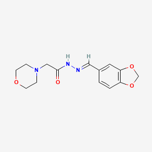 molecular formula C14H17N3O4 B5608288 N'-[(E)-(2H-1,3-BENZODIOXOL-5-YL)METHYLIDENE]-2-(MORPHOLIN-4-YL)ACETOHYDRAZIDE 