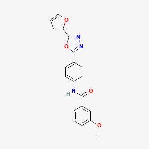 molecular formula C20H15N3O4 B5608659 N-{4-[5-(furan-2-yl)-1,3,4-oxadiazol-2-yl]phenyl}-3-methoxybenzamide 