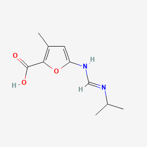 molecular formula C10H14N2O3 B560880 5-(((Isopropylamino)methylene)amino)-3-methylfuran-2-carboxylic acid CAS No. 110190-01-7