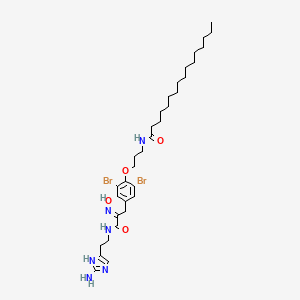 molecular formula C33H52Br2N6O4 B560909 N-[3-[4-[(2E)-3-[2-(2-amino-1H-imidazol-5-yl)ethylamino]-2-hydroxyimino-3-oxopropyl]-2,6-dibromophenoxy]propyl]hexadecanamide CAS No. 101488-83-9