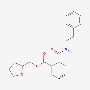 molecular formula C21H27NO4 B5609526 Oxolan-2-ylmethyl 6-(2-phenylethylcarbamoyl)cyclohex-3-ene-1-carboxylate 