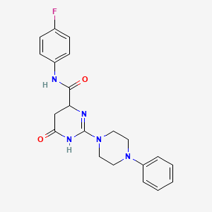 molecular formula C21H22FN5O2 B5609638 N-(4-fluorophenyl)-6-oxo-2-(4-phenylpiperazin-1-yl)-3,4,5,6-tetrahydropyrimidine-4-carboxamide 