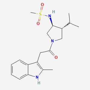 molecular formula C19H27N3O3S B5610061 N-[(3S,4R)-1-[2-(2-methyl-1H-indol-3-yl)acetyl]-4-propan-2-ylpyrrolidin-3-yl]methanesulfonamide 